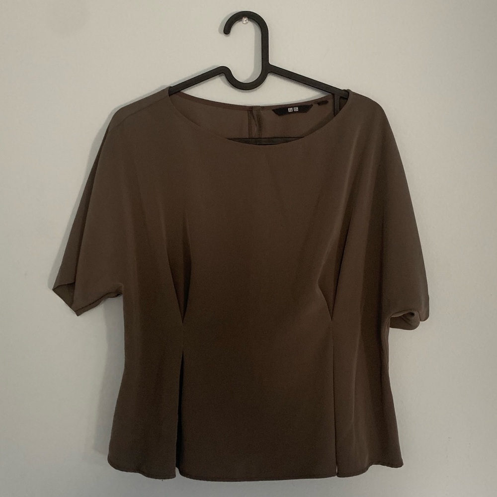 Beige-Grey Uniqlo blouse
